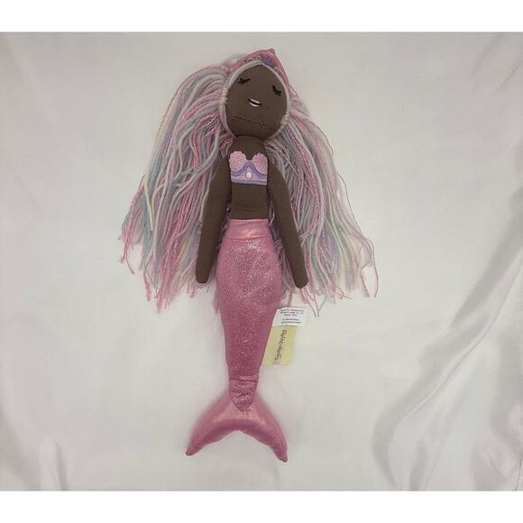 Cynthia Rowley Mermaid Doll Pink Glitter Tail Pastel Yarn Hair Plush Toy - Picture 6 of 8